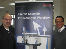 Hans Joachim Huebschmann, technology manager for GC/MS at Thermo Fisher Scientific (left) and Kyle D'Silva, product manager for GC/HRMS at Thermo Fisher Scientific (right)